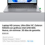 🔰Laptop HD Lenovo, Ultra Slim 14”, Celeron N4020 con gráficos Intel UHD 600. Nueva, sin estrenar. 30 días de garantía. - Img 45366857
