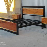 Camas de metal y madera diseño industrial minimalista - Img 56698362