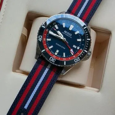🔥  ¡ estreno !  🔥mido ocean star gmt automático swiss made, función gmt, cristal zafiro, bisel de cerámica - 6/7