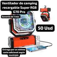 Ventilador de camping recargable Super RGB G70 Pro con luz LED y control remoto, Garantía de 1 mes, Entrega por costo se - Img 57759390