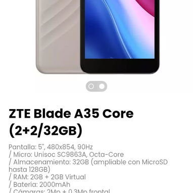 ZTE Blade A35 Core (2+2/32GB). / Incluye cable y cargador - Img 115033480