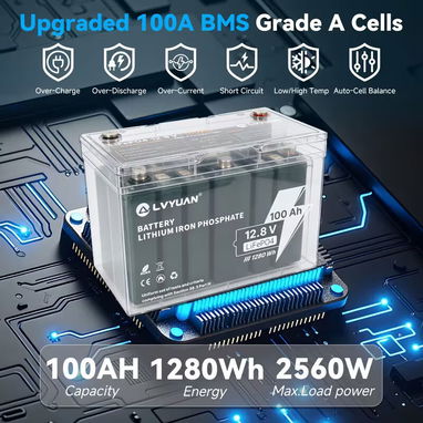 Bateria LVYUAN de iones de litio LiFePO4 de 12V 100Ah - 2/9