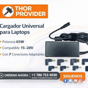 Cargador Universal Para Laptop 65W - Compatible Dell, HP, Asus, Lenovo | Entrada 100-240V | 15V-20V con Múltiples Puntas - Img 55190688