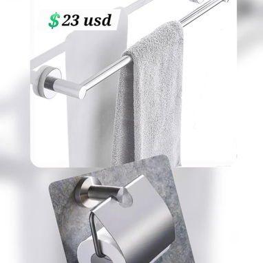 Toalleros sencillos y dobles y portapapeles para el baño - 5/6
