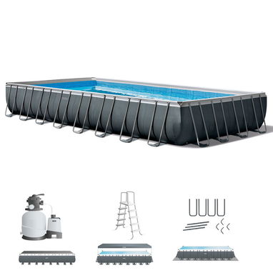 Piscina rectangular Ultra XTR® Frame elevada con bomba de filtro de arena – 32′ x 16′ x 52″ - 5/10