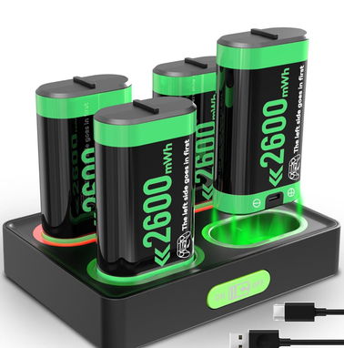 Base de carga para mandos de  Xbox One S/X, Xbox Series S/X Con 4 pilas de 2600mAh Nueva Sellada 35USD - Img 75713440