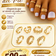 Anillo ajustable para el pie o mano dorado de acero - Img 55998335