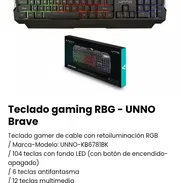 Teclado gaming RBG - UNNO Brave. Nuevo - Img 50095863