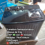 Lavadora semiautomática MILEXUS 9 kg color negro - Img 56953846