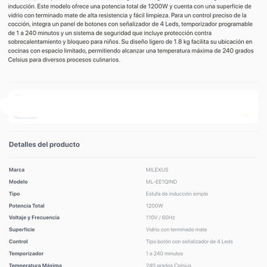 ESTUFA DE INDUCCIÓN SIMPLE MILEXUS (GARANTÍA DE 30 DÍAS -MENSAJERIA DE 1 A 2 USD SEGÚN LA ZONA) - 3/3