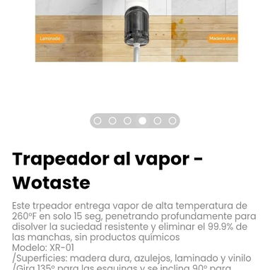 Trapeador al vapor - Wotaste. Modelo: XR-01 - 4/6
