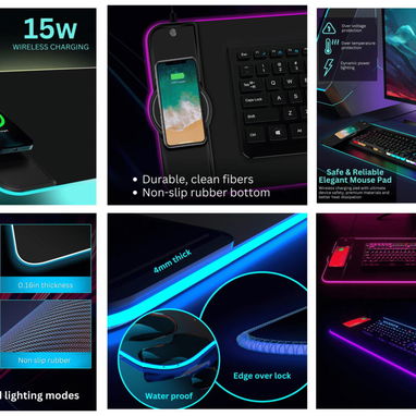 Mousepad de Mouse RGB con Carga Inalámbrica - Img 124138513