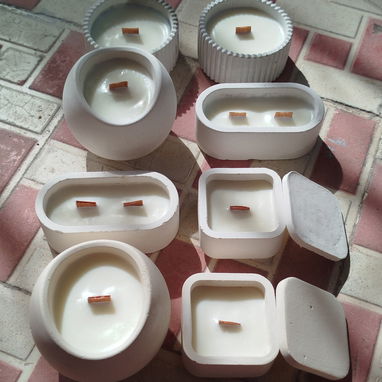 Velas aromáticas en envases de cemento blanco 🤍 - 3/3
