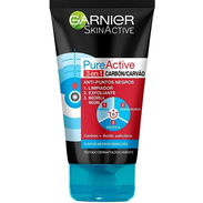 GEL LIMPIADOR Y EXFOLIANTE FACIAL GARNIER SKIN ACTIVE 3 EN 1 CON CARBÓN ACTIVO 150 ML - Img 53742010