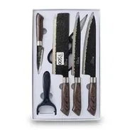 Set de cuchillos Kunsion de 6 piezas - Serie Black Hammered X30Cr13 - Img 55737635