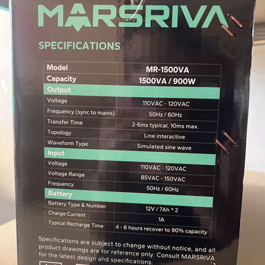 Backup UPS Marsriva 1500VA/900W - Img 123901451