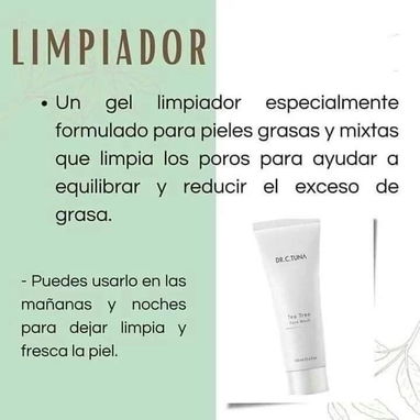 Limpiador facial de Tea Tree 🌿 de FARMASI. Ideal para cutis graso, mixto y con tendencia al acné. - 2/4
