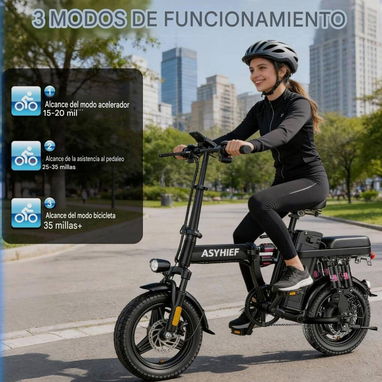 Bicicleta Eléctrica Plegable 14" 1200W 24MPH Batería 48V 10Ah Suspensión y Frenos de Disco🔴‼️OFERTA‼️🔴Quedan pocas. - 4/6