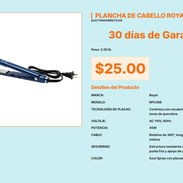 Plancha de Cabello Royal RPC398 con Punta Fría y Apoyo de Goma Kit VPT#-0473 - Img 55669437