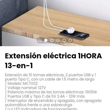 Extensión eléctrica 1HORA 13-en-1. Con un cable de 1.5 metro de largo - Img 110461949