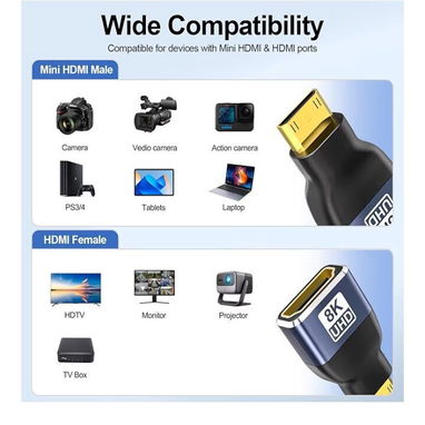 Adaptador Mini HDMI a HDMI, 8K - Img 123340106