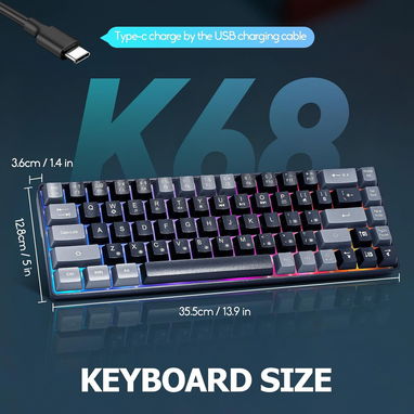 ✔️Teclado Gamer rgb 60% Gaming - 4/5