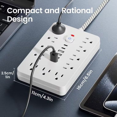 Regleta Eléctrica 17 en 1 con Puertos USB y Tipo-C – 5 Pies - 2/5