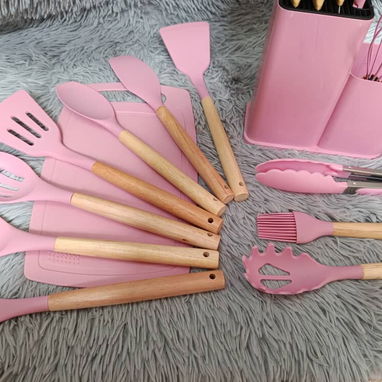 Set de utensilios de cocina de silicona con cuchillos y tablas de cortar (19 piezas) en 14000cup - Img 122487630