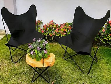 Se vende banco de jardín o patio, sillas de madera, sillas de hierro (mariposa) - Img 65428428