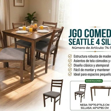 Juego de comedor de 4 sillas - Img 127886777