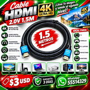 CABLE HDMI 4K 2.0V 1.5M, NUEVO EN SU EMPAQUE CON ENTREGA DE FACTURA PARA SU GARANTÍA. VARIEDAD DE ARTÍCULOS IMPORTADOS - Img 57975475
