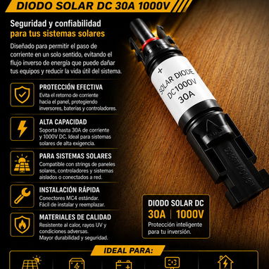 ☀️⚡ PROTEGE TU SISTEMA SOLAR ANTES DE QUE SEA DEMASIADO TARDE.  🔒 DIODO SOLAR DC 30A | 1000V - 2/2