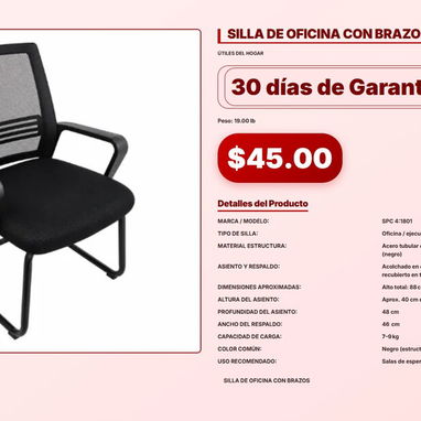 SILLA DE OFICINA NEGRA CON RUEDAS, SILLA PLEGABLE PORTÁTIL TIPO CAMPING, SILLA DE OFICINA CON BRAZOS . - 3/6