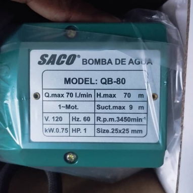 💦BOMBA PERIFÉRICA💦 💲PRECIO:70 USD Potente Bomba de Agua 1HP SACO – Alto Flujo y Máxima Altura 💧Bomba de Agua 1HP SAC - Img 120591111