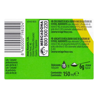 Edulcorante líquido stevia 150ml. - Img 122163077