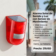 Alarma Solar de Sonido y Luz con Sensor de Movimiento, 129db Sirena de Seguridad Exterior Impermeable, Detector Activado - Img 58032416