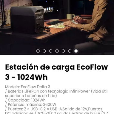 Estación de carga EcoFlow 3 - 1024Wh. Baterías LiFePO4 con tecnología InfiniPower(vida útil superior a baterías de Litio - Img 119687359