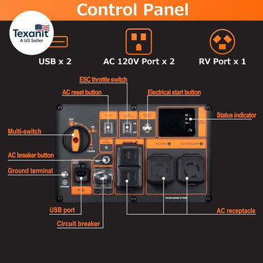 Generador inversor de 8000 W, generadores portátiles para exteriores, alimentados por gasolina, súper silenciosos. - 2/4
