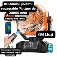 Ventilador recargable Multper de 20000 mAh con luz LED y control remoto camping fan para tent camping, Garantía de 1 mes - Img 57759168