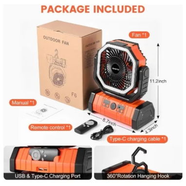 Ventilador recargable portátil f6 - 3/3