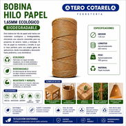 BOBINA HILO PAPEL 1,65MM ECOLÓGICO BIODEGRADABLE - Img 56139857