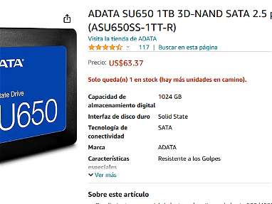 SSD ADATA 1TB NUEVO SELLADO CAJA - Img main-image
