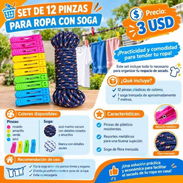 🧺🌈 SET DE 12 PINZAS PARA ROPA CON SOGA 🌈🧺 - Img 58243577