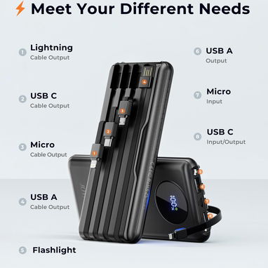 🔋 Power Bank JOYFAR 10,000mAh 22.5W | Cables Integrados | Carga Rápida | EnvĂo Disponible* + GarantĂa** - Img 111385145