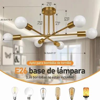 Lámpara decorativa moderna para techo dorada. Nuevas en caja - Img 90511591