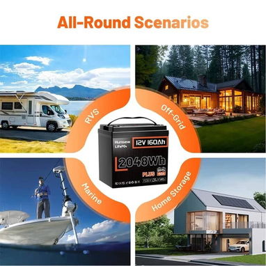 Batería Humsienk LiFePO4 12V 160Ah Group 24 2048Wh Para Respaldo En Casa 🔶 - 3/3