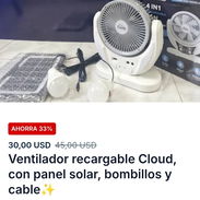 Ventilador recargable Cloud, con panel solar, bombillos y cable - Img 57657658