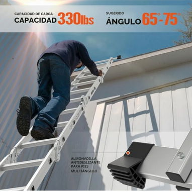 Escalera plegable Extensión de aluminio multiusos 7 en 1 escalón resistente combinación EN 131 estándar (12.5 pies)🇮🇱 - 9/9