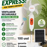 VENTILADOR RECARGABLE CON PANEL SOLAR 2 bombillos y mando. grupo 2💯 - Img 55333889