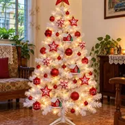 🚧 ARBOL DE NAVIDAD BLANCO DE 120 CM CON TODOS SUS ADORNOS Y 5 METROS DE LUCES 🚧 - Img 58052764